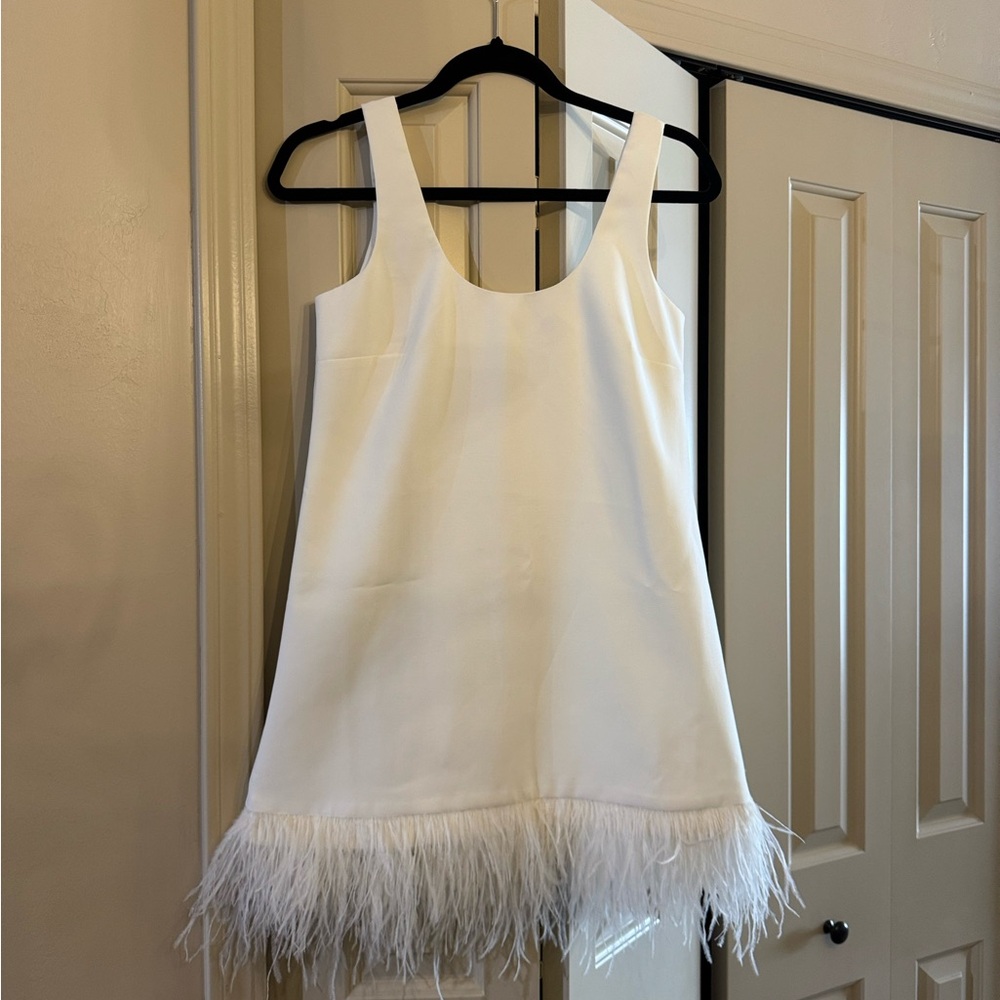 Likely White Feather Hem Wedding, Party, Formal Dress